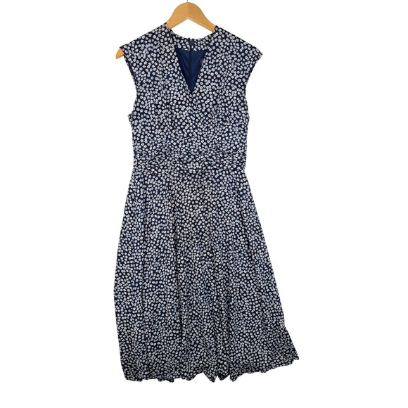 Jessica Howard Women's Dress Floral Navy And White Fit And Flare Size 10 - Picture 1 of 7